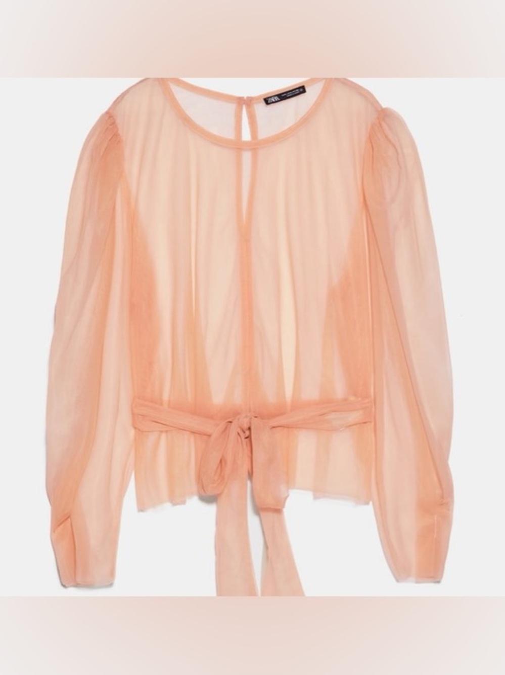 Zara Organza Semi Sheer Tulle Blouse Top NWOT
